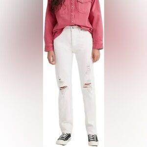 Levi's Women's White Distressed Boyfriend Jeans W26 L30